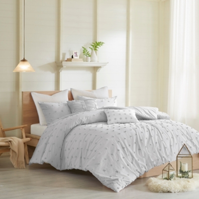 JLA Home Brooklyn Cotton Jacquard King/Cal King Comforter Set, Gray, large