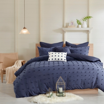 Kay Cotton Jacquard Full/Queen Comforter Set, Indigo Blue