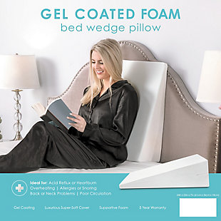 Elevate your head, feet, or shoulders with the extremely comfortable SensorPEDIC® Memory Foam Bed Wedge with Gel Coating. This bed wedge provides a firm feel from a construction of dual layers of memory foam. The top layer features a gel coated, temperature-smart memory foam atop a supportive memory foam base. This wedge may help relieve pressure points to improve circulation. The memory foam in this pillow is made from 100% CertiPUR-US Certified Foams.SUPPORTIVE MEMORY FOAM- 100% memory foam fill that is CertiPUR-US certified offers ultimate comfort | FRESH MEMORY FOAM- Memory foam is hypoallergenic to help keep your sleeping area fresh | MEDIUM-FIRM COMFORT- Memory foam offers a medium-firm feel that is perfect for relieving pressure points and improving circulation | GEL COATING- Top layer that is coated with gel and is temperate-smart to help keep you cool and relaxed | ZIPPERED COVER- Removable cover zips off for easy cleaning | Made of 100% Polyester | 100% Memory Foam Fill | Imported
