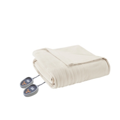 Beautyrest Micro Fleece Twin Heated Blanket, Ivory, large