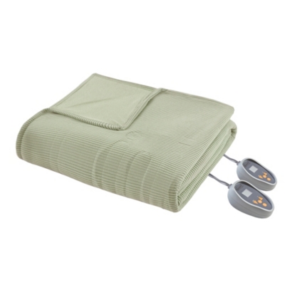 Beautyrest Micro Fleece Twin Heated Blanket, Green, large