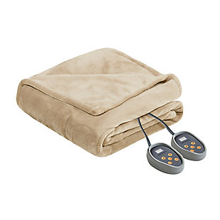 Sleep in ease in our Beautyrest Heated blanket with Secure Comfort Technology, which is designed to virtually eliminate ElectroMagnetic Field emissons. The soft flexible wires and ultra-soft microlight plush fabric ensures your comfort. It reverses to a soft berber that adds extra warmth and loft. The heated blanket features 10 hour auto shut off and has 20 different temperature settings so you can customize the precise temperature you want. It's also machine washable for easy care. Twin and Full size have one controller, Queen and King size have 2 controllers. Includes manufacturer's 5-year warranty.Imported | Oversized ultra soft plush reverse to cozy berber | Virtually eliminates electro magnetic field emissions | 10 hour auto shut off | 20 setting temperature control | Soft flexible wires | Controller works with smart home outlets and automatic timers, 1 for Twin and Full size, 2 for Queen and King size | Machine washable | Includes manufacturer's 5-year warranty