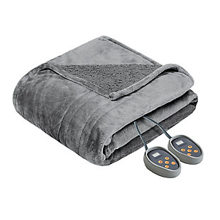 Beautyrest Microlight Heated Blanket, Gray, large