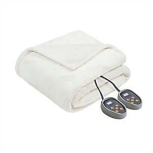 Beautyrest Microlight Heated Blanket, Ivory, rollover