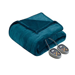 Beautyrest Microlight Heated Blanket, Teal, rollover