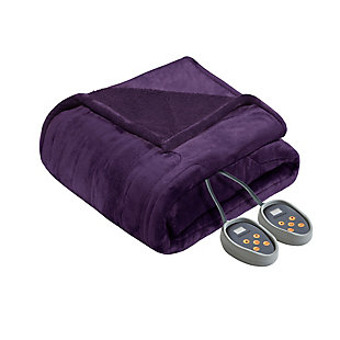 Beautyrest Microlight Heated Blanket, Purple, rollover