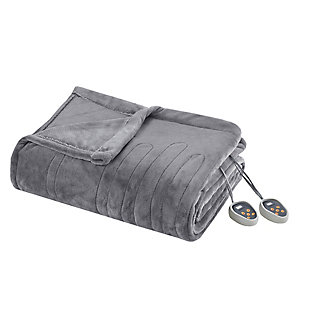 Beautyrest Twin Heated Blanket, Gray, rollover