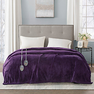 Beautyrest King Heated Blanket, Purple, rollover