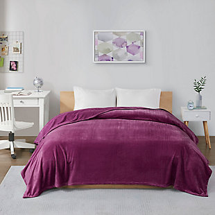 Intelligent Design Microlight plush Twin/Twin XL Oversized Blanket, Purple, rollover
