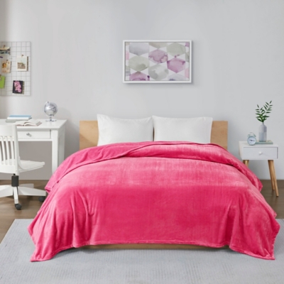 Intelligent Design Microlight plush Twin/Twin XL Oversized Blanket, Pink, large