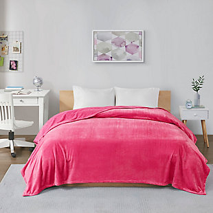 Intelligent Design Microlight plush Twin/Twin XL Oversized Blanket, Pink, rollover