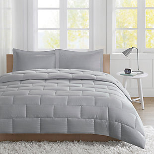 Intelligent Design Avery Full/Queen Seersucker Down Alternative Comforter Mini Set, Gray, rollover