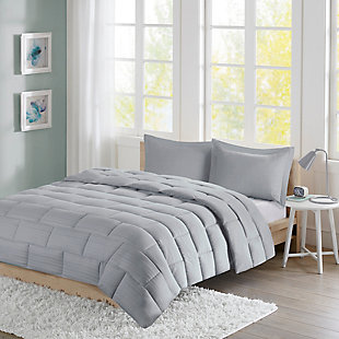 Intelligent Design Avery Full/Queen Seersucker Down Alternative Comforter Mini Set, Gray, large