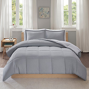 Intelligent Design Carson Twin/Twin XL Reversible Plush Micofiber Comforter Set, Gray, large