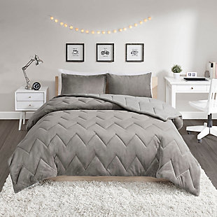 Intelligent Design Kai Twin/Twin XL Chevron Quilted Reversible Comforter Set, Gray, rollover