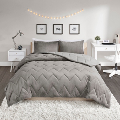Intelligent Design Kai Full/Queen Chevron Quilted Reversible Comforter Set, Gray, large