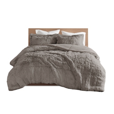 Intelligent Design Malea Twin/Twin XL Shaggy Faux Fur Comforter Set, Gray, rollover