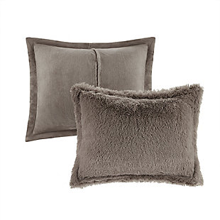Stay warm and cozy with the Intelligent Design Malea Shaggy Faux Fur Comforter Set. The grey faux fur comforter features a soft shaggy texture to add to your bedroom decor. The soft plush on the reverse provides extra warmth and comfort, while matching sham(s) complete the faux fur comforter set. Hypoallergenic polyester fills the comforter with more weight than the common comforter. Machine washable for easy care, this shaggy faux fur comforter set offers the ultimate warmth to your bedroom decor. Set includes: 1 comforter and 2 shams (1 sham for Twin sizes).Imported | Stylish shaggy faux fur texture | Soft & warm plush reverse | Hypoallergenic polyester filling in the comforter | Overfilled for maximum coziness | Oeko-Tex Certified, no harmful substances or chemicals (#SH025 144503) | Set includes comforter and two matching shams (1 in Twin/Twin XL) | Machine washable