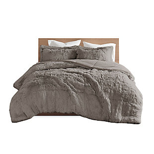 Intelligent Design Malea Full/Queen Shaggy Faux Fur Comforter Set, Gray, large