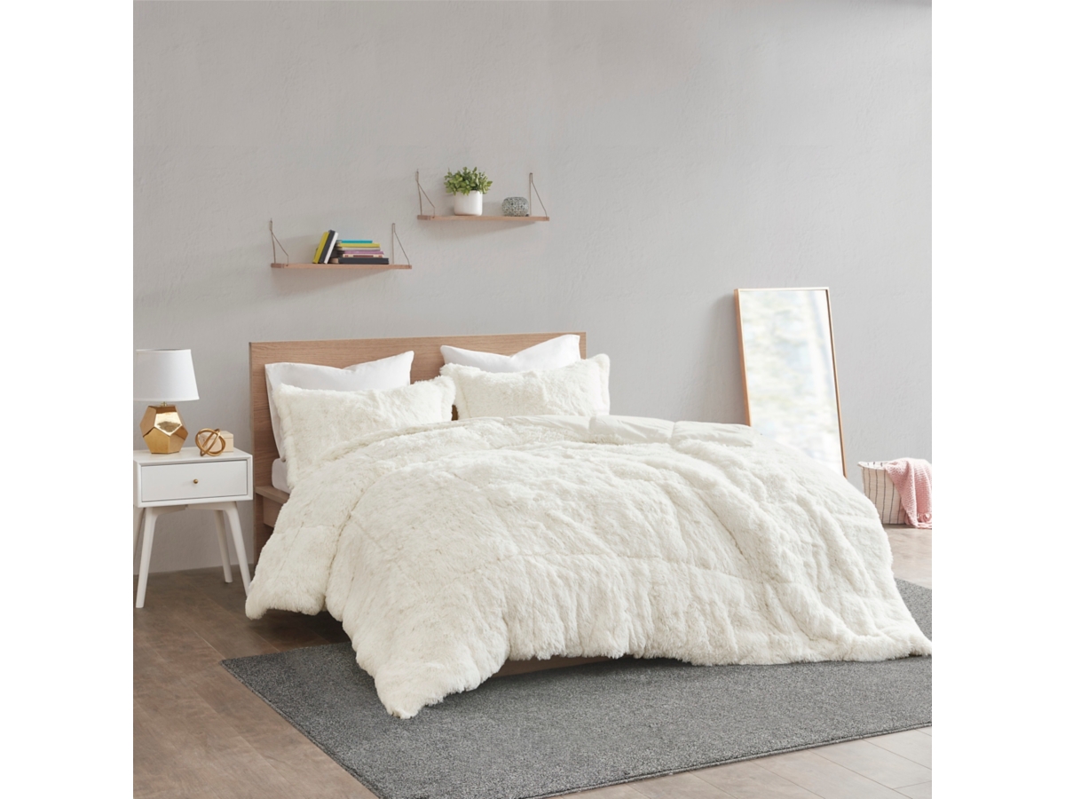 Leena Shaggy Faux Fur Twin/Twin XL Comforter Mini Set | Ashley