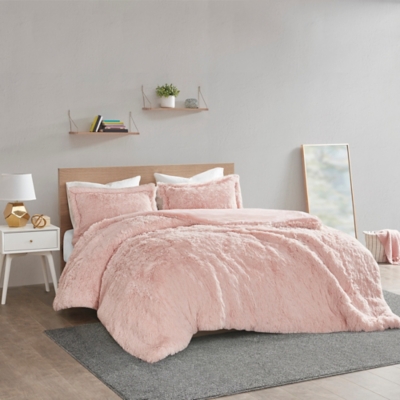 Intelligent Design Malea Twin Shaggy Fur Duvet Cover Set, Blush, large