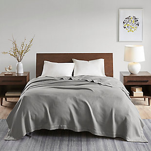 Madison Park Egyptian Cotton Twin Blanket, Gray, rollover