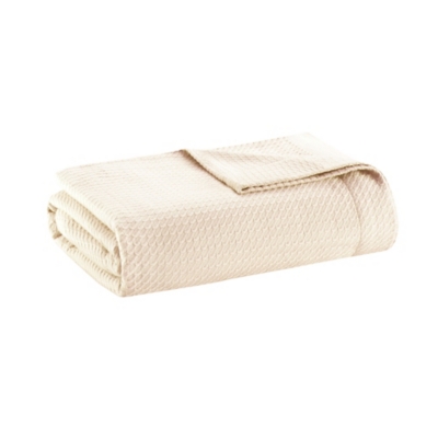 Madison Park Egyptian Cotton King Blanket, Ivory, rollover