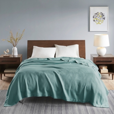 Madison Park Egyptian Cotton Full/Queen Blanket, Teal, large