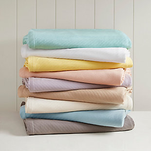 Cozy up in one of the softest cotton blankets on the market. We take the highest quality cotton and spin it into a very smooth and soft material that we call Liquid Cotton. This blanket's cotton material virtually eliminates pilling and snagging to give you a lasting blanket that you will not have to replace year after year. Our Liquid Cotton blanket has reduced shrinkage compared to other cotton blankets. Cotton naturally wicks away moisture and is breathable which helps regulate your temperature at night, giving you year round comfort.Imported | Liquid cotton blanket - 100% quality cotton yarn spin and woven into smooth patterned blanket | Unlike other conventional blanket, this special blanket eliminates pilling, snagging and shrinkage | Durable and long lasting blanket for many years to come | Use it alone or layer it on a comforter for extra warmth | Machine washable for easy care