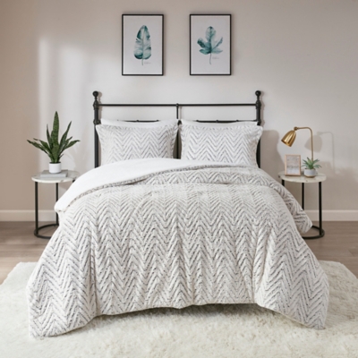 True North by Sleep Philosophy Addison Full/Queen Ivory Pintuck Sherpa Down Alternative Comforter Set