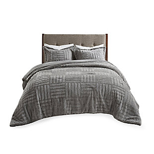 Madison Park Arctic Twin Faux Fur Down Alternative Comforter Mini Set, Gray, large