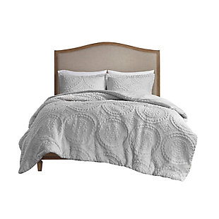 Madison Park Arya Full/Queen Medallion Ultra Plush Comforter Mini Set, Gray, large