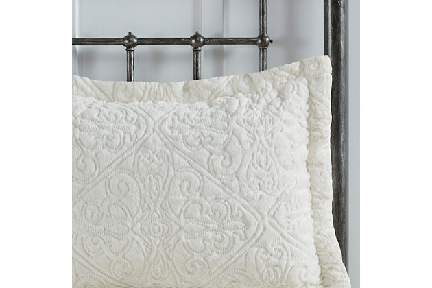 Add warmth and comfort to your bed with this ultra plush comforter set. The faux fur is incredibly soft and features a beautiful medallion design for added texture and dimension. The set is machine washable for easy care.Includes comforter and matching sham | Made of polyester | Polyester fill | Sham only; pillow insert not included | Machine washable  | Imported
