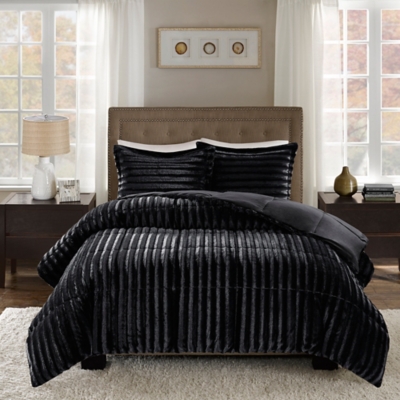 Madison Park Duke Full/Queen 3 Piece Comforter Set, Black, rollover