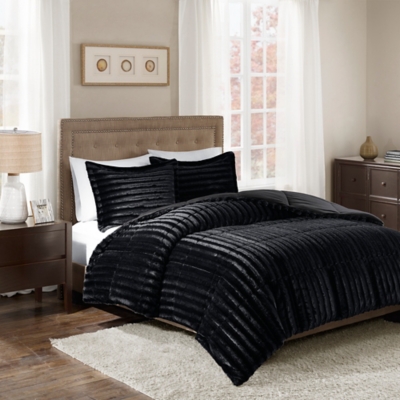 Madison Park Duke Full/Queen 3 Piece Comforter Set, Black, large