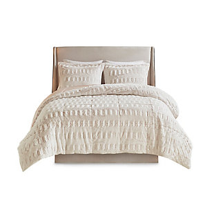 Madison Park Gia Twin/Twin XL Back Print Long Fur Comforter Mini Set, Blush, large