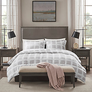 Madison Park Mae Twin Plush Comforter Set, Gray, rollover