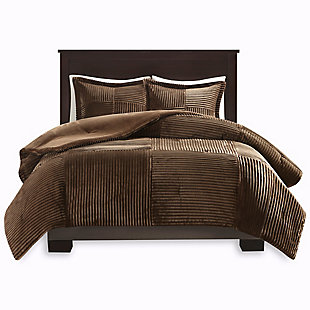 Madison Park Full/Queen Corduroy Plush Comforter Mini Set, Brown, large