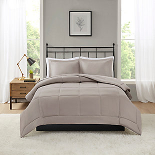 Madison Park Sarasota Full/Queen Microcell Down Alternative Comforter Mini Set, Taupe, rollover