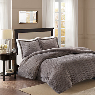 Madison Park Full/Queen Plush Down Alternative Comforter Mini Set, Gray, large