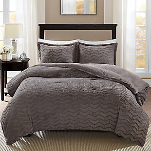 Madison Park King/California King Plush Down Alternative Comforter Mini Set, Gray, rollover