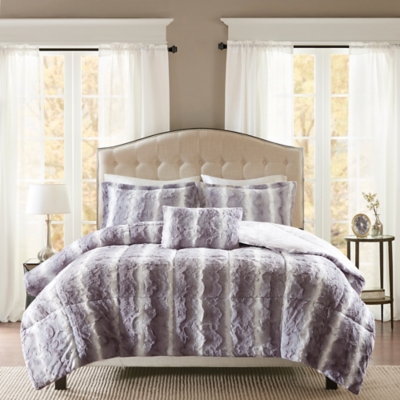 Marselle 4PC Full/Queen Comforter Set, Gray