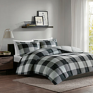 Madison Park Essentials Barrett Full/Queen 3M Scotchgard Down Alternative Comforter Mini Set, Gray/Black, large