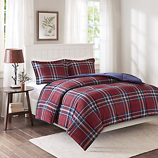 Madison Park Essentials Bernard King/California King 3M Scotchgard Down Alternative Comforter Mini Set, Red, large