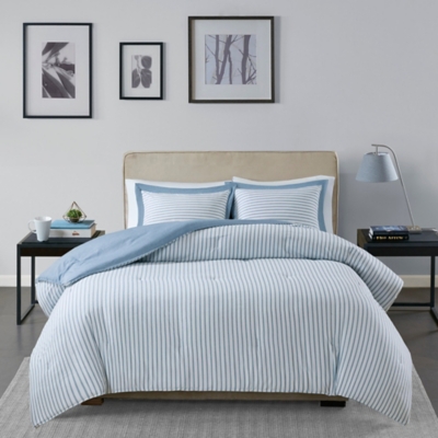 Madison Park Essentials Hayden Full/Queen Reversible Yarn Dyed Stripe Down Alternative Comforter Set, Blue, large