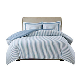 Madison Park Essentials Hayden Full/Queen Reversible Yarn Dyed Stripe Down Alternative Comforter Set, Blue, large