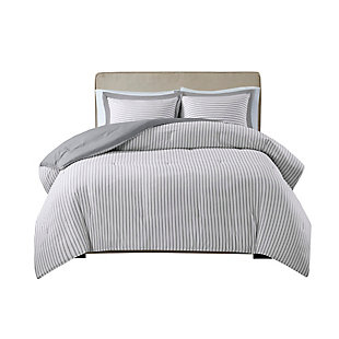 Madison Park Essentials Hayden Twin Reversible Yarn Dyed Stripe Down Alternative Comforter Set, Gray, large