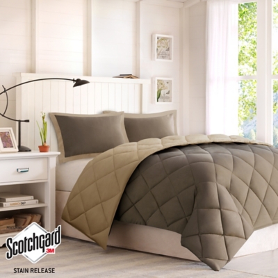 Madison Park Essentials Larkspur Full/Queen 3M Scotchgard Diamond Quilting Reversible Down Alternative Comforter Set, Brown/Sand, large