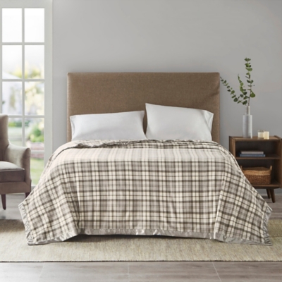 True North by Sleep Philosophy Plaid Full/Queen Blanket, Gray Plaid, large
