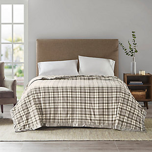 True North by Sleep Philosophy Plaid Full/Queen Blanket, Gray Plaid, rollover